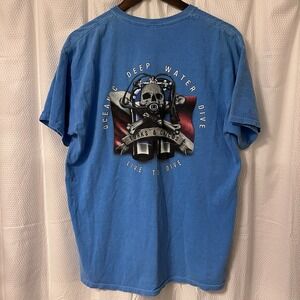 Turks & Caicos Blue 84 Brand Large Travel Island Vacation Money Dive Tee EC